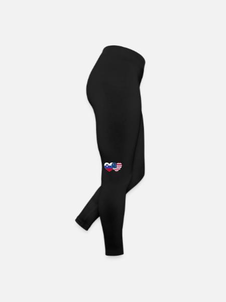 Slowenien USA Flagge Herz - Frauen Jersey Leggings - Schwarz - Rechts