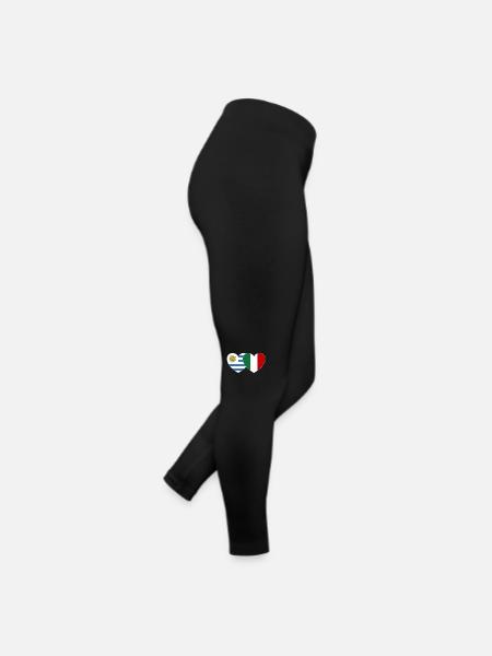 Uruguay Italie Drapeau Coeur - Legging en jersey Femme - noir - Droite
