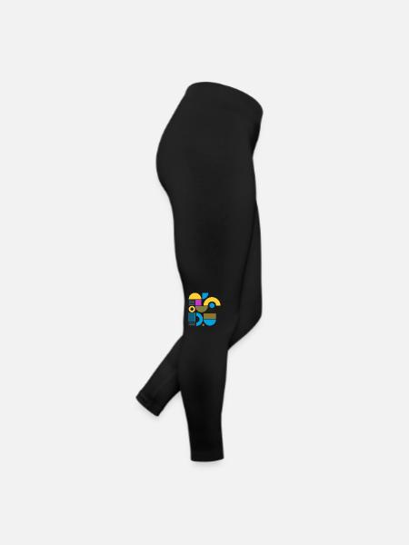 "Modern Look Yellow Blue" - Frauen Jersey Leggings - Schwarz - Rechts