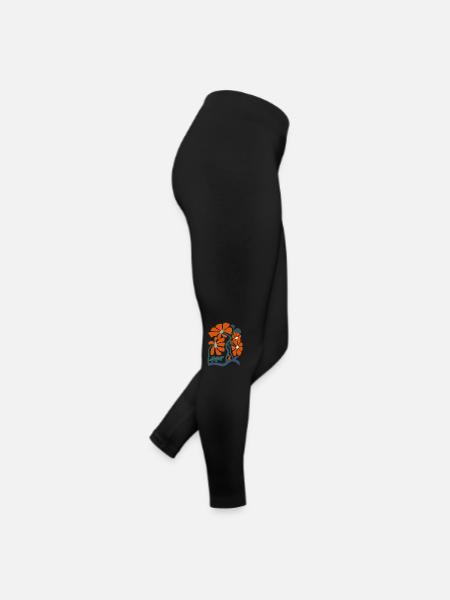 Groovy wildflowers - Women’s Jersey Leggings - black - Right