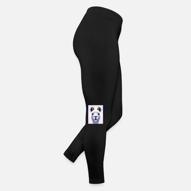 super cute white alpaca painting fluffy animal Women’s Jersey Leggings