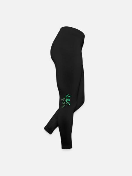 Katzen Katze Retro Geschenk - Frauen Jersey Leggings - Schwarz - Rechts