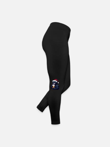 Panther Weihnachten Bier - Frauen Jersey Leggings - Schwarz - Rechts