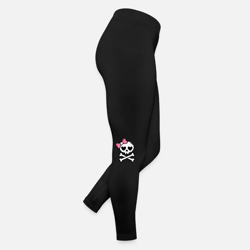 Cute Pink Bow Skull and Crossbones Women’s Jersey Leggings