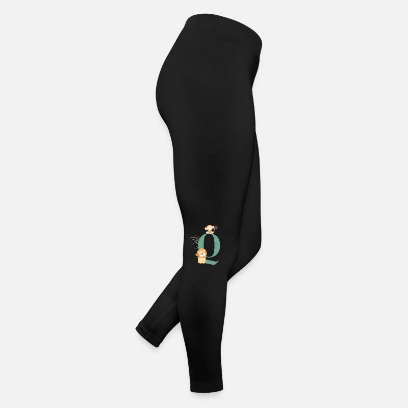 Letter Q Green Jungle Animals Women’s Jersey Leggings