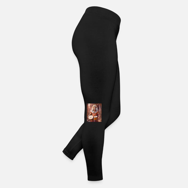 Bes, dwarf god with lion mane, dancing joyfully Women’s Jersey Leggings