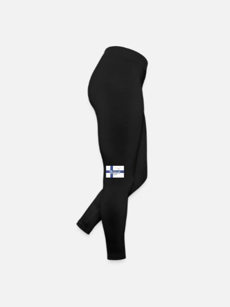 Helsinki - Hauptstadt mit GPS & Flagge - Frauen Jersey Leggings - Schwarz - Rechts