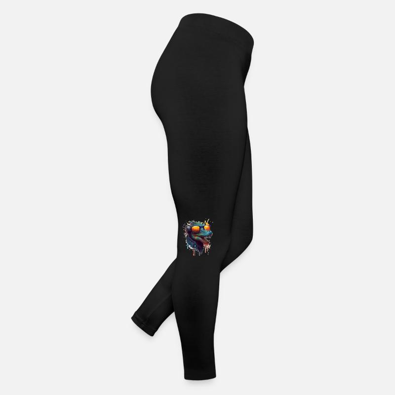 Krokodil ist Drache mit Kopfhörer und Sonnenbrille Frauen Jersey Leggings