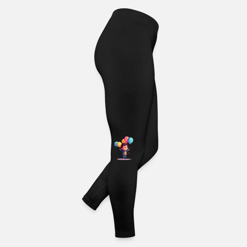 Fröhliches Kind mit bunten Luftballons Frauen Jersey Leggings