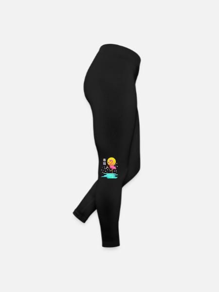 Flamingo Eating Sushi Vaporwave Aesthetic Japanese - Women’s Jersey Leggings - black - Right