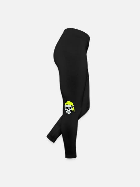 Crâne Pirate Ahoy - Legging en jersey Femme - noir - Droite