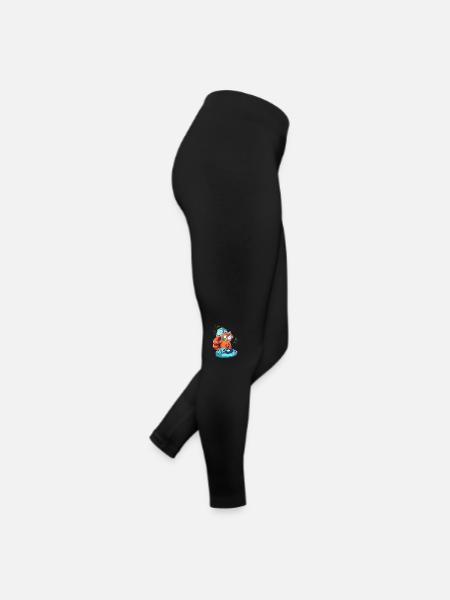 Cartoon Red Panda DJ at turntable - Women’s Jersey Leggings - black - Right
