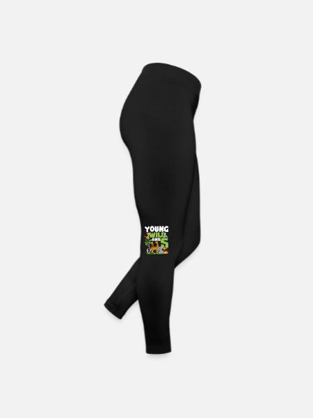 Jeune Sauvage et 5 | Anniversaire sur le thème des animaux safari - Legging en jersey Femme - noir - Droite