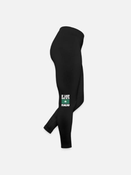 Macau Flagge Spruch - Frauen Jersey Leggings - Schwarz - Rechts