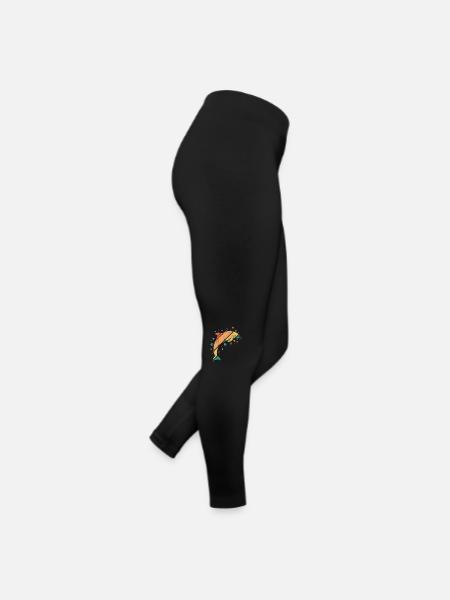Retro Vintage dolphin - Women’s Jersey Leggings - black - Right