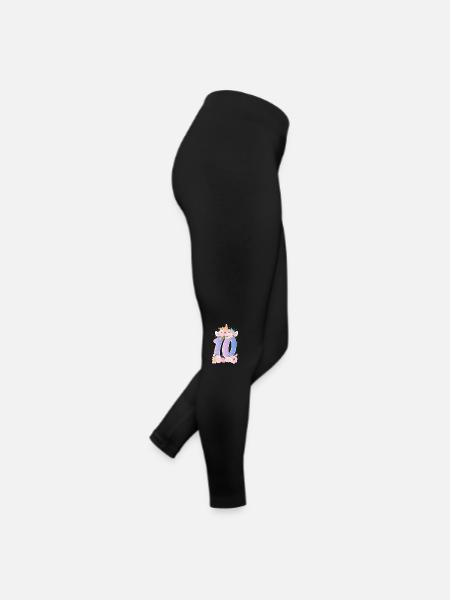 10 Einhorn Krone Süßer Blumenstrauß 10. Geburtstag - Frauen Jersey Leggings - Schwarz - Rechts