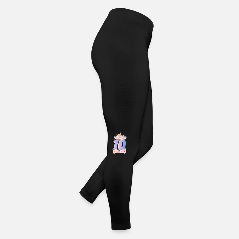 10 Einhorn Krone Süßer Blumenstrauß 10. Geburtstag Frauen Jersey Leggings