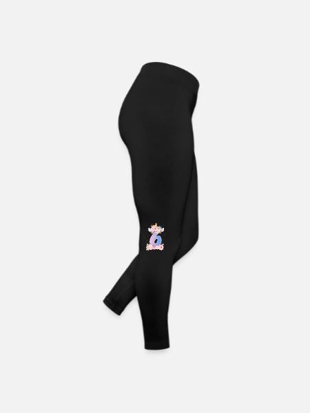 6 Einhorn Krone Süßer Blumenstrauß 6. Geburtstag - Frauen Jersey Leggings - Schwarz - Rechts