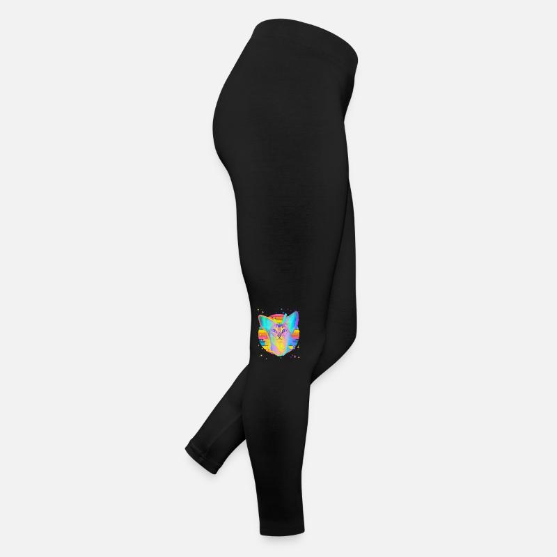 Abessinische Katze Regenbogen Space Star Schwarz Frauen Jersey Leggings