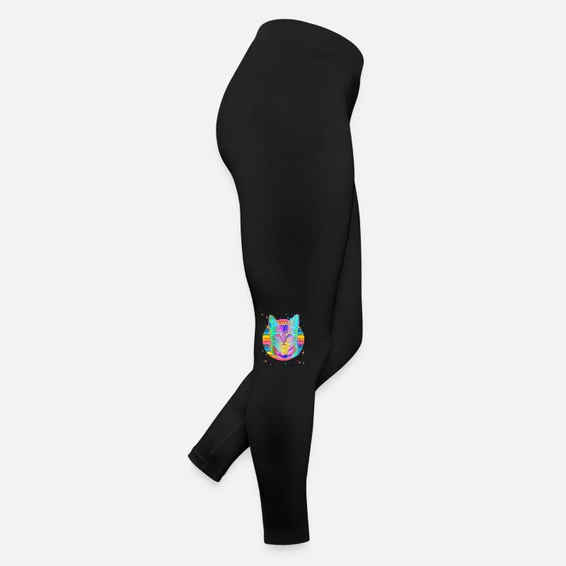 Bengalkatze Regenbogen Space Schwarz Frauen Jersey Leggings