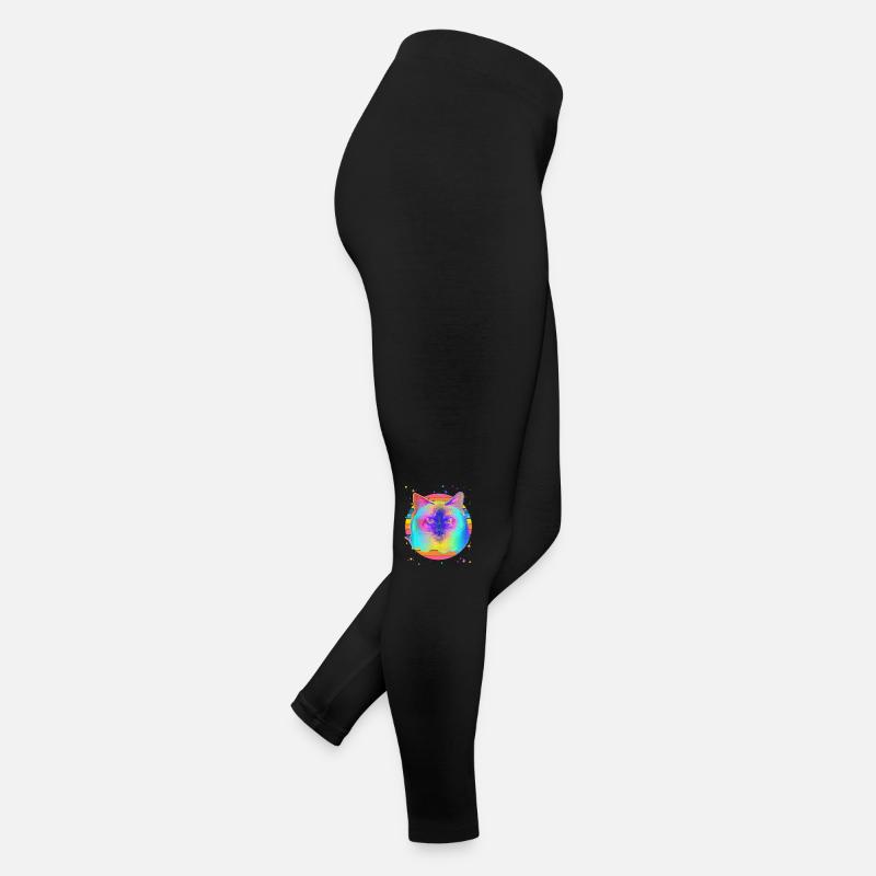 Birman Cat Rainbow Space Black Women’s Jersey Leggings