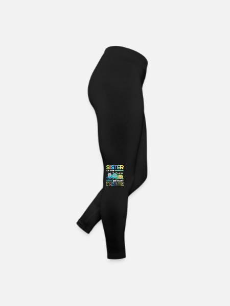 Sister of the birthday monster family - Women’s Jersey Leggings - black - Right