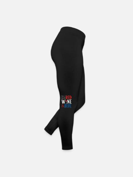 Red wine and blue July 4 liquor drink - Women’s Jersey Leggings - black - Right