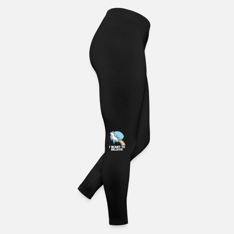 Ich möchte süßes Einhorn mit Regenbogendesign glauben Frauen Jersey Leggings