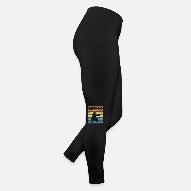 Softball Basepall Schläger Pitcher Catcher - Frauen Jersey Leggings - Schwarz