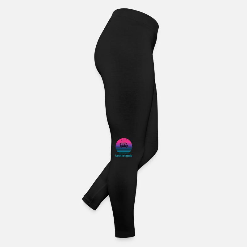 Netherlands Camper Van Retro Sunset Sea Women’s Jersey Leggings