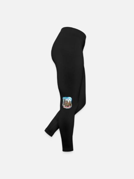 3 Mond Weihnachtsbaum Coole Wintersaison Schneemann - Frauen Jersey Leggings - Schwarz - Rechts
