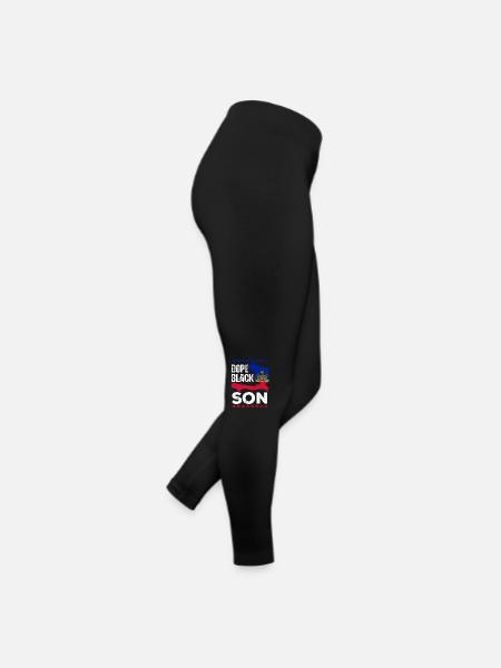 Haiti Haitian Flagge Vater Kind I Geschenk - Frauen Jersey Leggings - Schwarz - Rechts