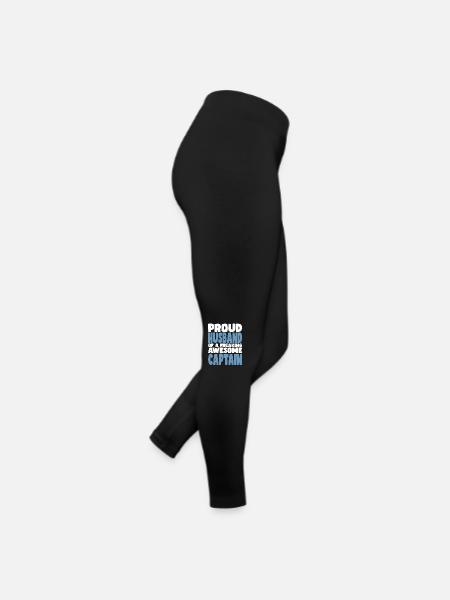 Proud wife of a damn good captain - Women’s Jersey Leggings - black - Right