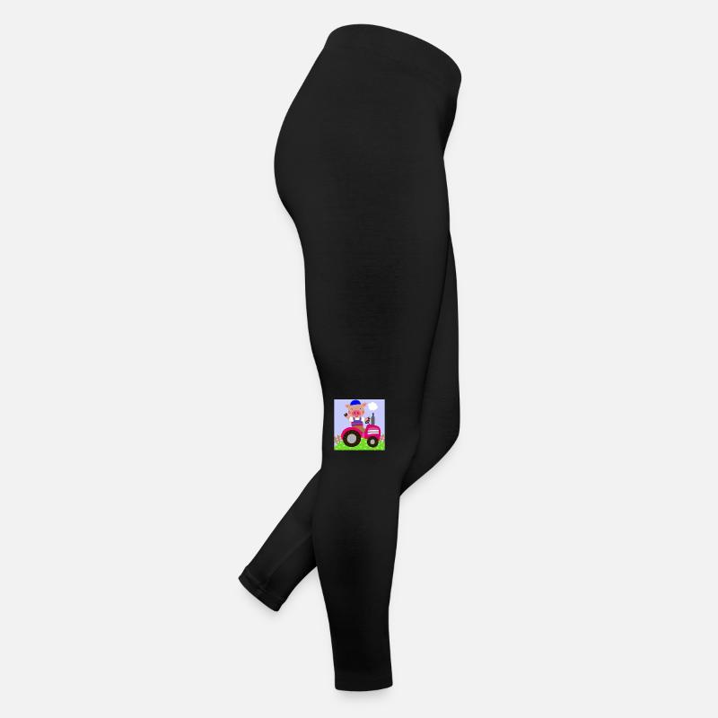 Cute pig riding on a tractor Women’s Jersey Leggings