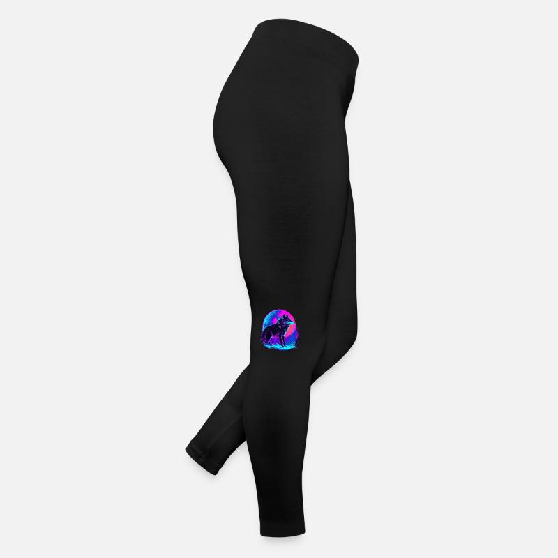 Synthwave coloré Wolf Neon Moon Legging en jersey Femme