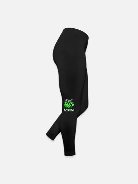 Nous portons un arc-en-ciel vert lime pour sensibiliser à la santé mentale - Legging en jersey Femme - noir - Droite