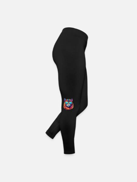 Cat Hippie 60s 70s - Women’s Jersey Leggings - black - Right