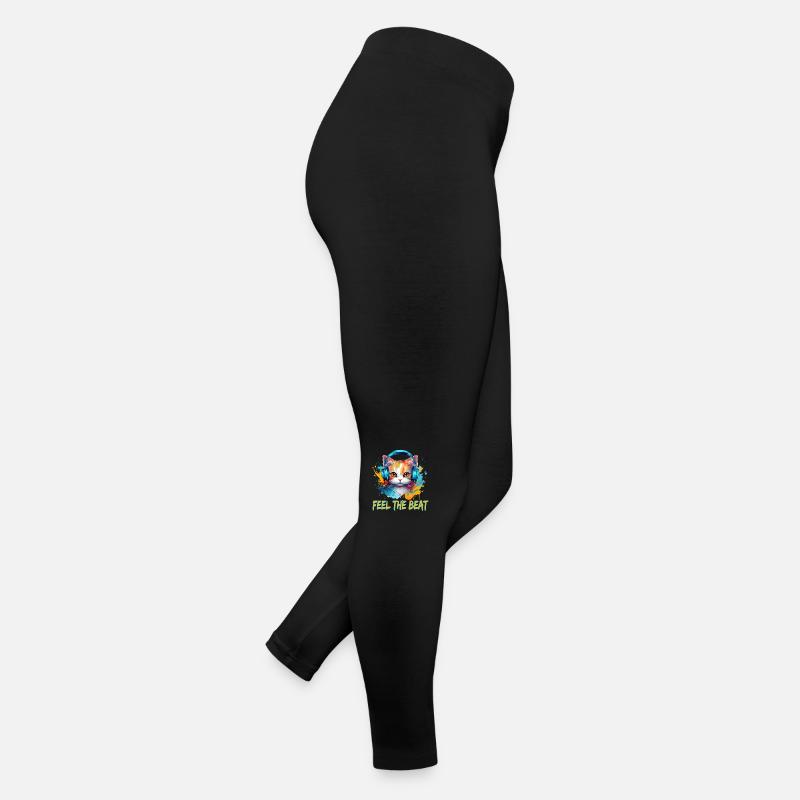 Niedliche Katze mit Kopfhörer Frauen Jersey Leggings
