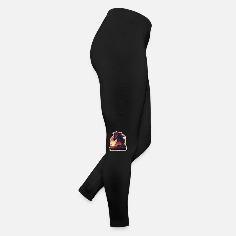 , Tramonto, Cavallo, Stallone, Equitazione Leggings in jersey da donna