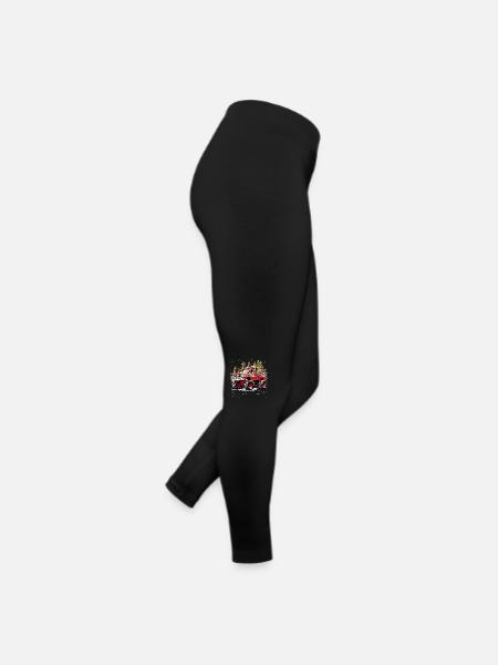 Roter LKW Offroad-Weihnachten mit Weihnachtsbaum - Frauen Jersey Leggings - Schwarz - Rechts