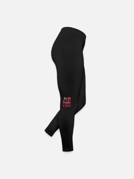 This teacher loves her kids funny Valentine - Women’s Jersey Leggings - black - Right