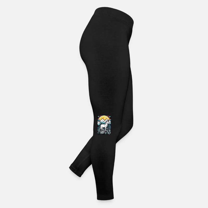 Dessin animé d’art d’un cheval licorne dans la nature Legging en jersey Femme