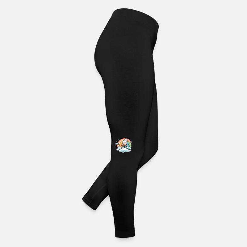 Cheerful rocket with rainbow Women’s Jersey Leggings