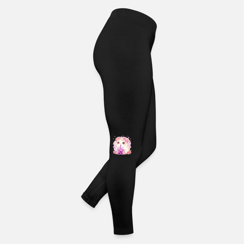 Kawaii Hamster Boissons Boba Bubble Tea Chibi Legging en jersey Femme