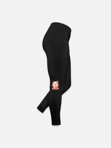 Kawaii Lovebird Drinks Boba Bubble Tea Chibi - Women’s Jersey Leggings - black - Right