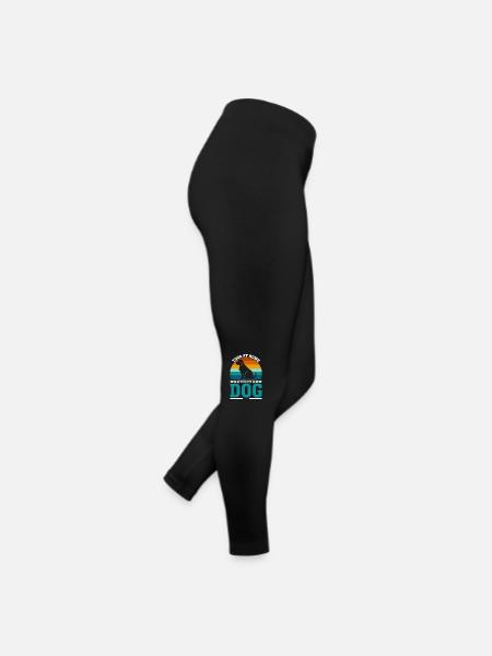 Yoga Zu Hause Mit Meinem Hund - Frauen Jersey Leggings - Schwarz - Rechts