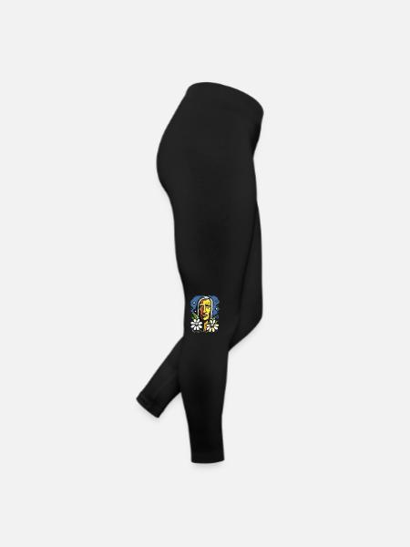 Moderner Kunststil: bunte Blumen Ureinwohner - Frauen Jersey Leggings - Schwarz - Rechts