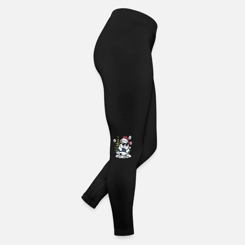 Gros chat avec des lunettes de soleil et du thon comme Père Noël Legging en jersey Femme