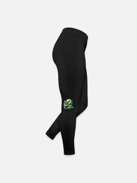 Boba Tee Drache Kawaii - Frauen Jersey Leggings - Schwarz - Rechts