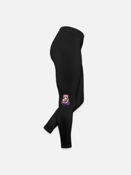 Kawaii Girl Anime Manga Fille et chat - Legging en jersey Femme - noir - Droite